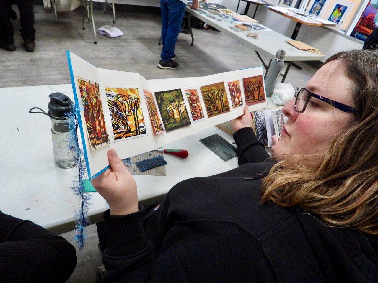 Mary's Linocut Samples in Hand-made Book