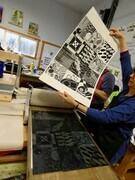 Pulling Class Two-Plate Linocut Poster - Sarah Norquay Workshop